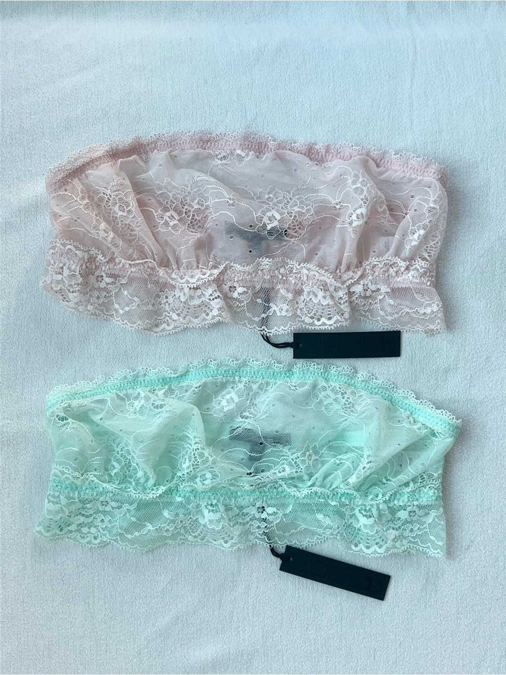 JOE’S Jeans Lace Bandeau Bralette 2-Pack Peony Seafoam M/L NWT